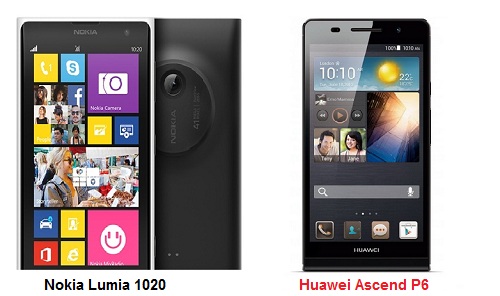 เปรียบเทียบ  Nokia Lumia 1020 กับ Huawei Ascend P6