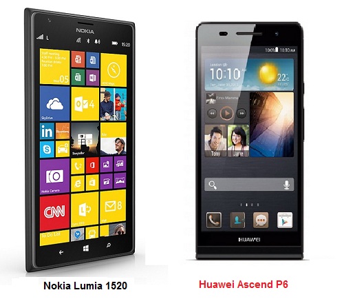 เปรียบเทียบ Nokia Lumia 1520 กับ Huawei Ascend P6