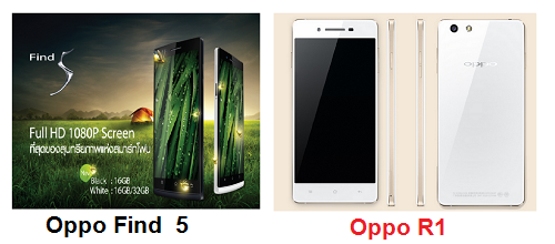 เปรียบเทียบ Oppo Find 5 กับ Oppo R1