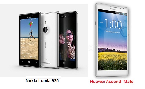 เปรียบเทียบ Nokia Lumia 925 กับ  Huawei Ascend Mate