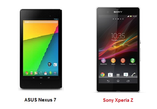 เปรียบเทียบ ASUS Nexus 7 กับ Sony Xperia Z