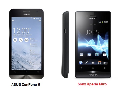 เปรียบเทียบ ASUS ZenFone 5 กับ Sony Xperia Miro