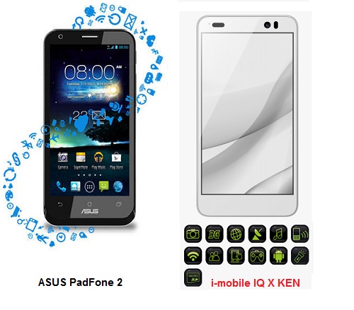 เปรียบเทียบ ASUS PadFone 2 กับ i-mobile IQ X KEN