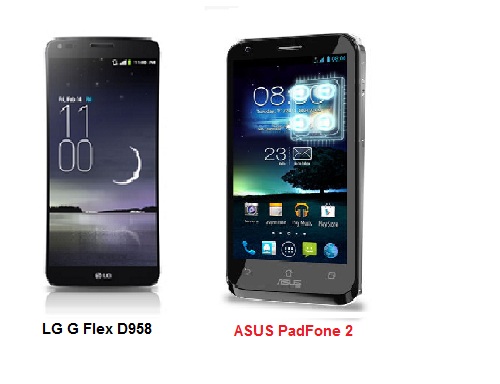 เปรียบเทียบ LG G Flex D958 กับ ASUS PadFone 2