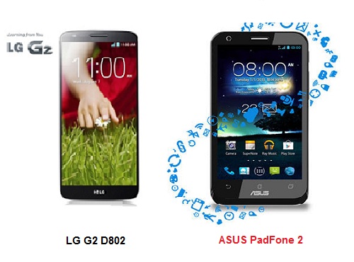 เปรียบเทียบ LG G2 D802 กับ ASUS PadFone 2