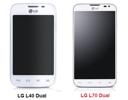 เปรียบเทียบ LG  L40 Dual กับ LG  L70 Dual