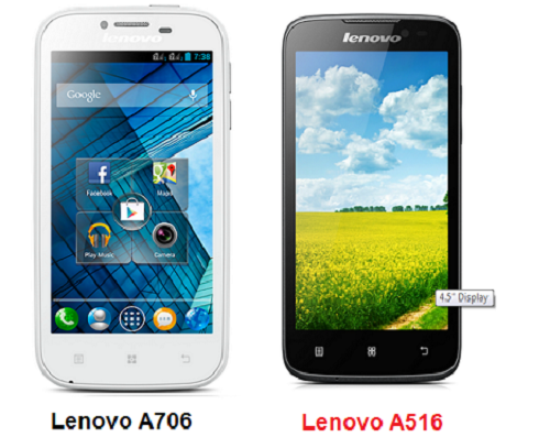 เปรียบเทียบ Lenovo A706 กับ Lenovo A516