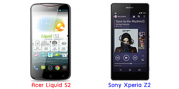 เปรียบเทียบ Acer Liquid S2 กับ Sony Xperia Z2