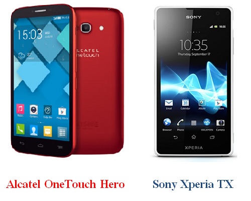 เปรียบเทียบ Alcatel OneTouch Hero กับ Sony Xperia TX