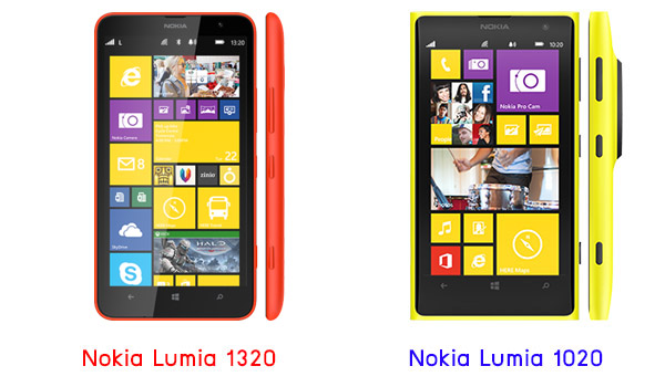 เปรียบเทียบ Nokia Lumia 1320 กับ Nokia Lumia 1020