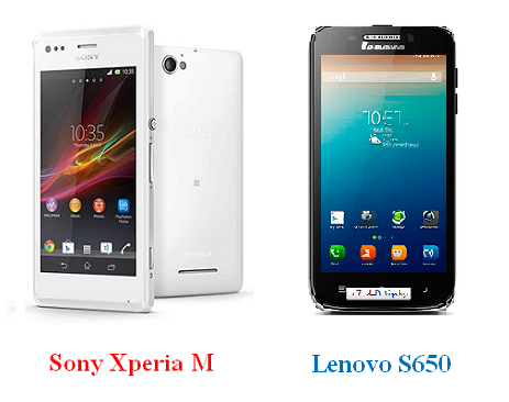 เปรียบเทียบ Sony Xperia M กับ Lenovo S650