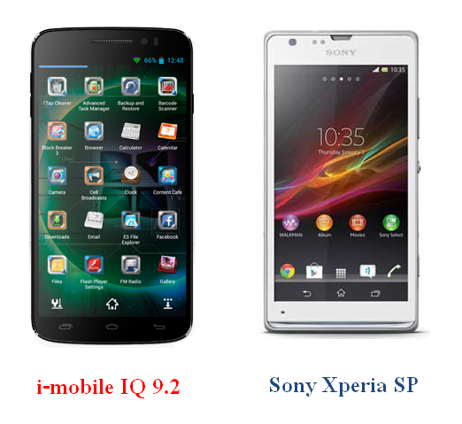 เปรียบเทียบ i-mobile IQ 9.2 กับ Sony Xperia SP