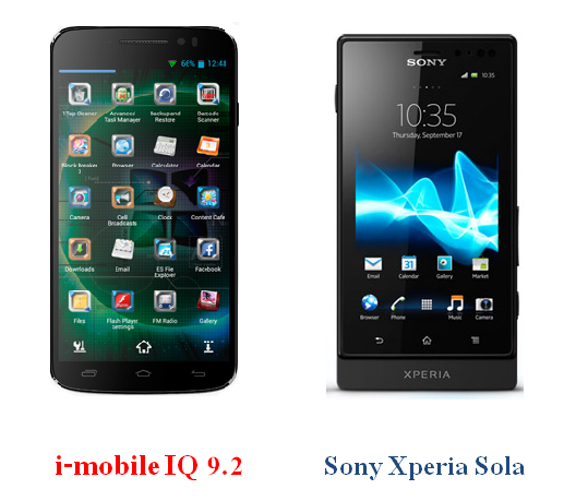 เปรียบเทียบ i-mobile IQ 9.2 กับ Sony Xperia Sola