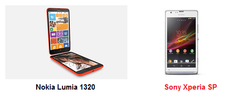 เปรียบเทียบ Nokia Lumia 1320 กับ Sony Xperia SP