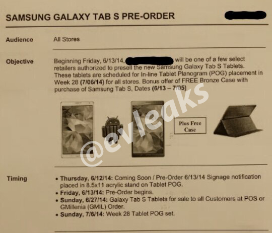 Samsung Galaxy Tab S เตรียมเปิดตัวภายในเดือนนี้