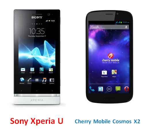 เปรียบเทียบ Sony Xperia U กับ Cherry Mobile Cosmos X2