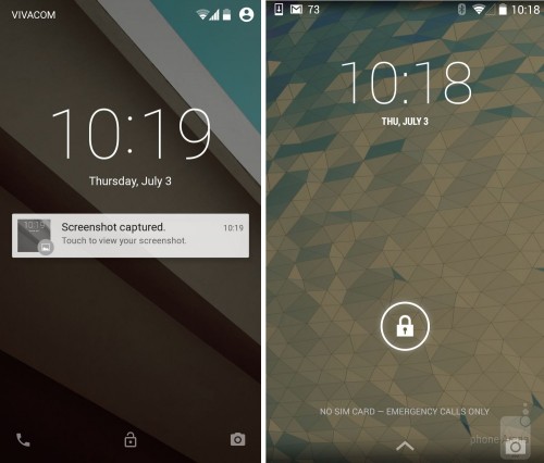 ภาพเปรียบเทียบแฟลตฟอร์ม Kitkat กับ Android L Material Design