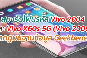 พบข้อมูลสมาร์ตโฟนรหัส Vivo 2004 และ Vivo X60s 5G (Vivo 2006) บนฐานข้อมูล Geekbench 5