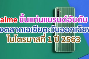 realme ขึ้นแท่นแบรนด์สมาร์ตโฟนอันดับ 5 ของตลาดเอเชียตะวันออกเฉียงใต้ในไตรมาสที่ 1 ปี 2563 ครองตำแหน่งแบรนด์สมาร์ตโฟนที่เติบโตเร็วที่สุดในภูมิภาค