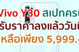 Vivo Y30 น้องเล็กสเปกครบเครื่อง แบตอึด จอใหญ่ ปรับราคาลงแล้ววันนี้! เหลือเพียง 5,999 บาทเท่านั้น