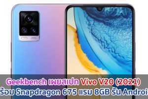 Geekbench เผยสเปก Vivo V20 (2021) มาพร้อม Snapdragon 675 แรม 8GB รัน Android 11